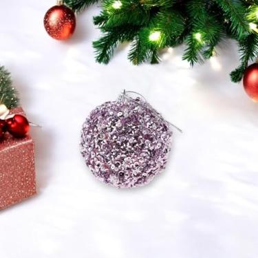 Imagem de Generic 1 peça de enfeites de bolas de Natal redondas de espuma de lantejoulas roxas 8 cm