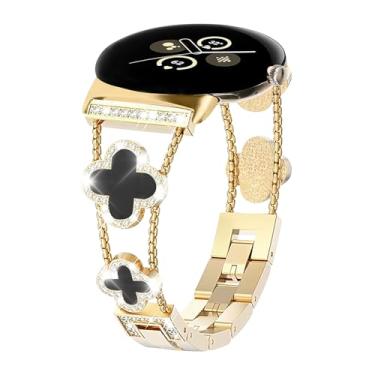 Imagem de Alociaga Pulseira de metal brilhante, compatível com Google Pixel Watch 3 de 41 mm/2/1, pulseira feminina de substituição para smartwatch Pixel Watch 3 de 41 mm/2/1