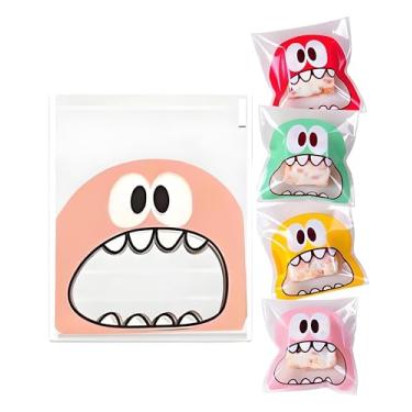 Imagem de 100 unidades de sacos autoadesivos para doces de biscoito – Big Mouth Monster Bakery decoração autovedante saco de guloseimas de celofane sacos de presente de chocolate para lembrancinhas de festa