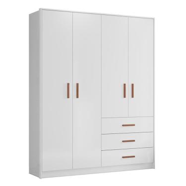 Imagem de Guarda Roupa Infantil Pérola 4 Portas E 3 Gavetas Branco - Peternella Móveis Branco
