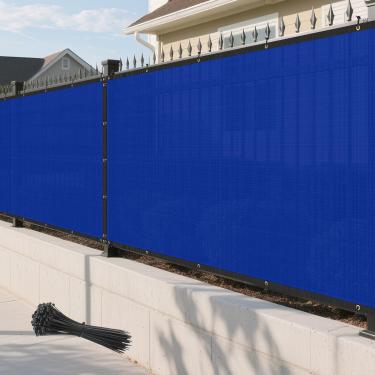 Imagem de Goleray Cerca de tela de privacidade 4'x30' painéis de tela ao ar livre azul para-brisas malha bloqueio sombra cobertura de rede cerca temporária para quintal varanda piscina deck varanda jardim
