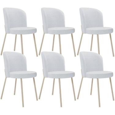 Imagem de Kit 06 Cadeiras Para Sala De Jantar Cozinha Estofada Gavi Arena L02 Linho Cinza - Lyam Decor