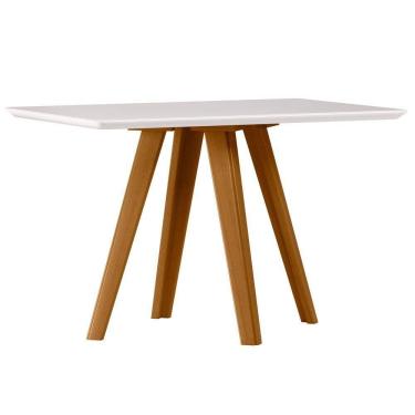 Imagem de Mesa De Jantar Para 4 Lugares 1,20m Tampo Mdf Com Vidro Mariah Ypê/off White - New Ceval