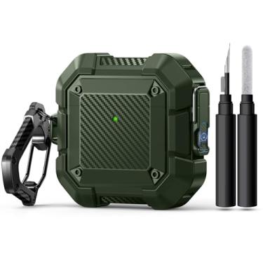 Imagem de DGege Capa para AirPods 4, compatível com Apple AirPods 4ª geração com trava segura, chaveiro e kit de limpeza, capa protetora à prova de choque de corpo inteiro (2024)