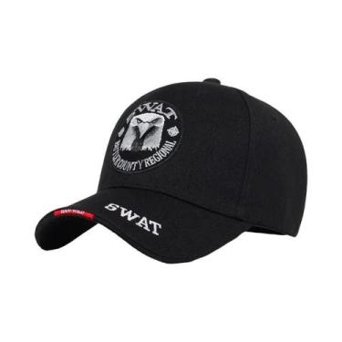 Imagem de Boné Militar Bordado Preto Eagle Swat - Snapback Tático Masculino e Fe