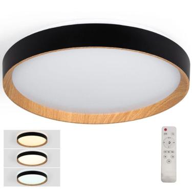 Imagem de Luminaria Plafon 3 Tons Led Iluminaçao Comercial Residencial Controle Remoto Quarto Sala Ambiente Moderno