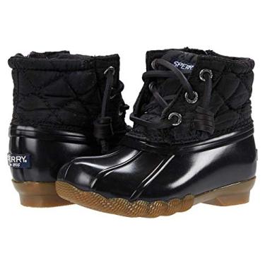 Imagem de Sperry Bota de chuva unissex infantil de nylon com colcha de água salgada, Preto, 9 Little Kid