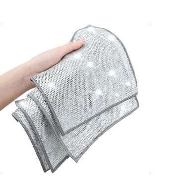 Imagem de Pano Multiuso Kit 5 Arame Metalico Limpeza Cozinha Fio de Prata