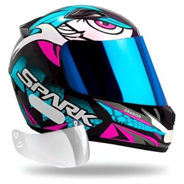 Imagem de Capacete New Spark Ebf Dragon Tiffany + Viseira Iridium (56)