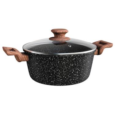 Imagem de Caçarola com Tampa ColorStone Wooden 24 cm - Preta - Euro Home