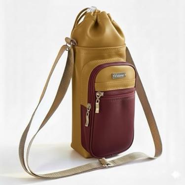Imagem de Bolsa Térmica (OURO COM VINHO) GALANTE para Garrafa de 1 LITRO em Couro Sintético - Coleção Cores VERÃO 2026