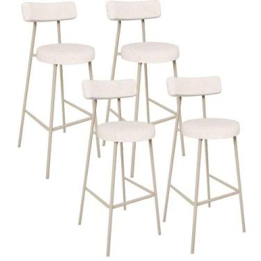 Imagem de Kit 04 Banquetas Alta Bar Cozinha Sala De Jantar Aço Milão Arena L02 L