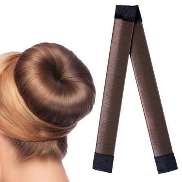Imagem de Magic Hair Style Donut Bun Maker Forma French Twist Hair Style DIY Ferramentas (pacote com 4) Marrom escuro