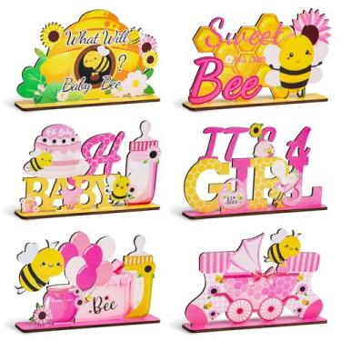 Imagem de 6pcs Sweet As Can Bee Wooden Table Centerpieces for Girls Baby Shower Party Decorations It's A Girl Party Table Centerpieces What Will Baby Bee Gender Reveal Baby Announcement Table Sign Decors