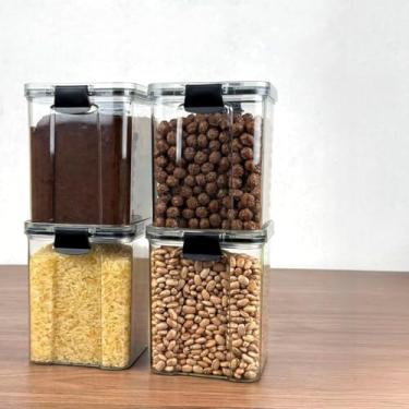 Imagem de Monte Seu Kit de Potes Herméticos para Mantimentos – Potes Organizadores de Cozinha para Despensa e Armário (4 Potes - 1 Litro)