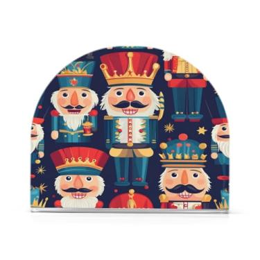 Imagem de JUZIHAI Porta-guardanapos tradicionais para quebra-nozes de Natal para mesa, dispensador de guardanapo de acrílico, suporte de lenços independente de mesa para cozinha, jantar, bar, festa, decoração