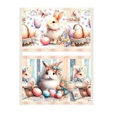 Imagem de Tecido Tricoline Digital Barrado Páscoa Lúdica 55 x 150 cm