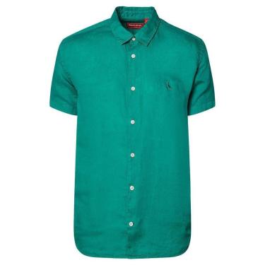 Imagem de Camisa Reserva Linho Masculina Manga Curta Verde-Masculino