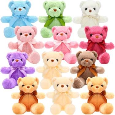 Imagem de Urso de pelúcia Hydren Bear 30 cm com laço de fita, 12 peças multicolo