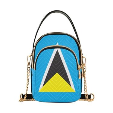 Imagem de ODAWA Bolsa transversal feminina com bandeira das Ilhas Salomão, bolsa tiracolo pequena de viagem para mulheres, bolsa transversal pequena para mulheres, Bandeira de Santa Lúcia, One Size
