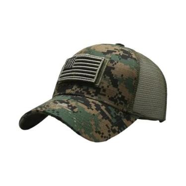 Imagem de Bandeira americana camuflagem adesivo bordado Baseball Cap Net Hat Men