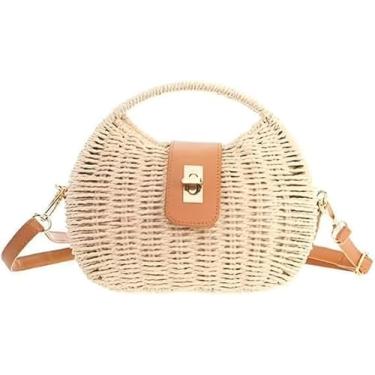 Imagem de Bolsa de Palha Feminina Boho Chic – Estilo Verão com Forro Interno e Alça Confortável – Perfeita para Praia, Passeios e Looks Casuais (Bege)