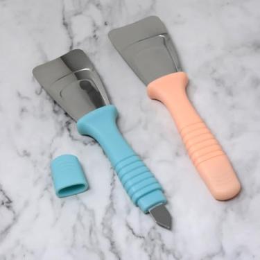 Imagem de 2 peças Fridge De Icer Raspador de gelo de aço inoxidável Pá de gelo de cabeça dupla Prático Raspador de Geladeira Ferramenta Prática para Congelador Rápido Remoção de Gelo e Geada