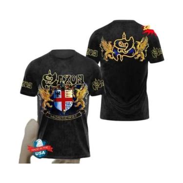 Imagem de Camiseta Unissex Oversized Hip Hop Com Estampa 3D Da Banda Rock Saxon,