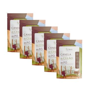 Imagem de Kit 5 Canela Ceilão em Pó 60g Original Livre de Transgênico Sabor Aromático e Refinado Souly