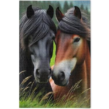 Imagem de Quebra-cabeça com estampa de cavalos para adultos, 1000 peças, divertidos para adultos, família, brinquedo, arte, 75 x 50 cm