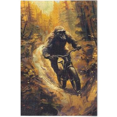 Imagem de Quebra-cabeça de gorila para adultos, engraçado, 1000 peças, presentes de jogos de amigos e família, quebra-cabeças legais para adultos, pintura de flores, animais, 75 x 50 cm