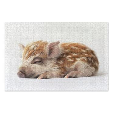 Imagem de Quebra-cabeças 500 peças presentes para adultos jogo elefante branco cena de inverno quebra-cabeça arte brinquedo pintura fofo javali sono, 51 x 37 centímetros