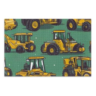 Imagem de Quebra-cabeça 500 peças para adultos presentes de elefantes brancos amarelo escavadeira impressão mordaça presente quebra-cabeça brinquedo de arte, 50,5 x 14,9 polegadas