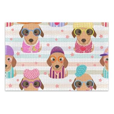 Imagem de Quebra-cabeças para adultos, 1000 peças, colorido, fofo, dachshund, cachorros, divertido, bobo, duro, jogo de arte, 75 x 40 cm