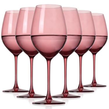 Imagem de comfit Conjunto de taças de vinho tinto rosa de 175 g, copo soprado à mão colorido com haste longa para vinho branco e tinto, lindo vidro, presente para casamento, aniversário, dia dos namorados