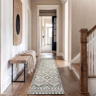 Imagem de Rugshop Tapete de área tribal do sudoeste creme e preto – Tapete geométrico boêmio com estampa de diamante para sala de estar, quarto ou entrada – Decoração de piso rústica moderna macia 7,6 cm x 12