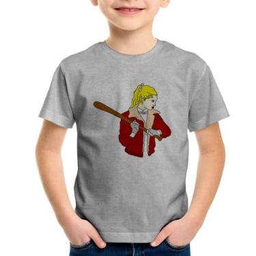 Imagem de Camiseta Infantil Baseball Girl - Foca na Moda, Cinza, 4