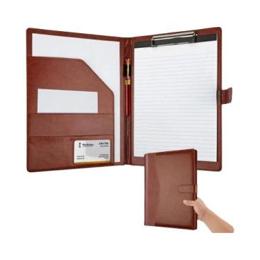 Imagem de Pasta De Couro A4 Multifuncional Com Bloco De Notas, Porta-Cartões E A