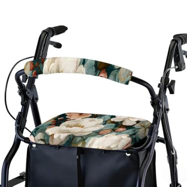 Imagem de Conjunto de capa de assento e encosto de rollator – Acessórios removíveis e laváveis para idosos – Acessório de andador elegante para idosos – Padrões ajustáveis