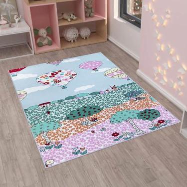 Imagem de Tapete Kids Emborrachado Quarto Criança - Balão - 100% Poliéster - Cas