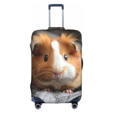 Imagem de XLLingL Capa protetora de mala de viagem com estampa de porquinho-da-índia com zíper oculto pano elástico lavável, Branco, X-Large