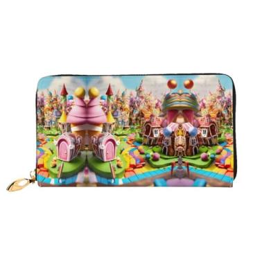 Imagem de XLLingL Carteiras de cartão de crédito impressas, bolsas longas de couro femininas, carteiras com zíper, carteira de viagem simples