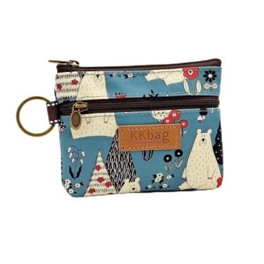 Imagem de Carteira compacta de desenho animado, porta-cartões de poliéster com fecho de zíper, bolsa de armazenamento diária ultraleve (azul claro), Azul, Bolsa carteira moderna