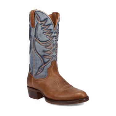 Imagem de Dan Post Western Boots DP3315 masculino couro boi marrom azul denim, Jeans azul caramelo, 42