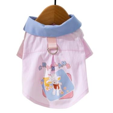 Imagem de Colete para animais de estimação linda gola polo para animais de estimação Chihuahua suprimentos para cães verão camiseta colete pequeno médio (M, rosa)