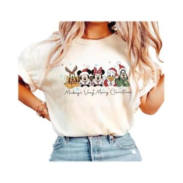 Imagem de Camiseta Unissex Oversized Disney Mickey Mouse Verão 2025 Natal Famíli