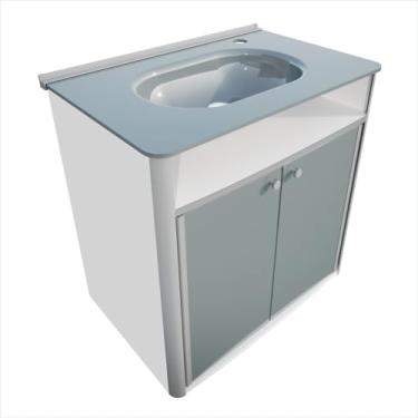 Imagem de Gabinete para Banheiro Paris 62cm, MDF Ultra com Resistência à Umidade, Portas de Vidro Lapidado - Cris Metal