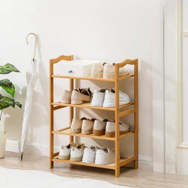 Imagem de SGeneE Sapateira de bambu, organizador de armazenamento de sapatos, montagem rápida, prateleira de sapatos para entrada de corredor e espaços pequenos e estreitos, prateleiras de sapato internas e