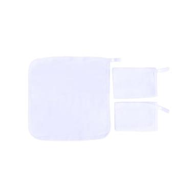 Imagem de Kit Pano de Boca Bebê em Malha, 3 Peças, 100% Algodão, 30x30cm, com Prendedor de Chupeta (Diversas Cores) (Branco)