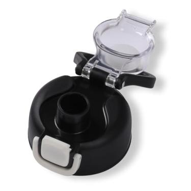 Imagem de chunmo Garrafas de água de vidro de 946 ml com 2 tampas - tampa de bico e tampa de palha, garrafa de água motivacional com marcador de tempo e manga de silicone, à prova de vazamento-preta-1 pacote